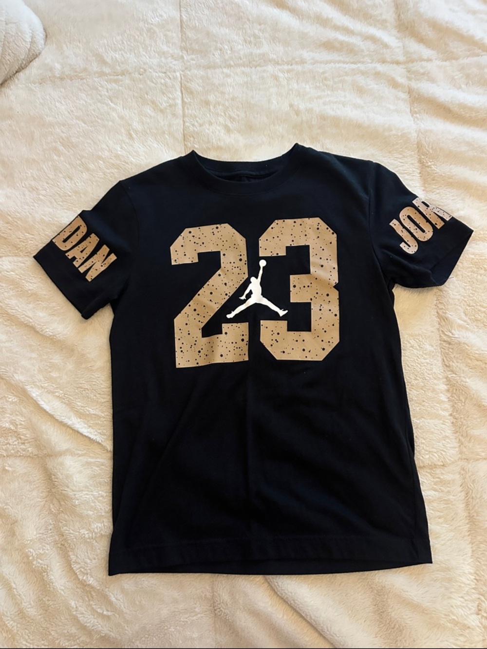 Jordan Black Tee with Metallic Gold '23' Graphic